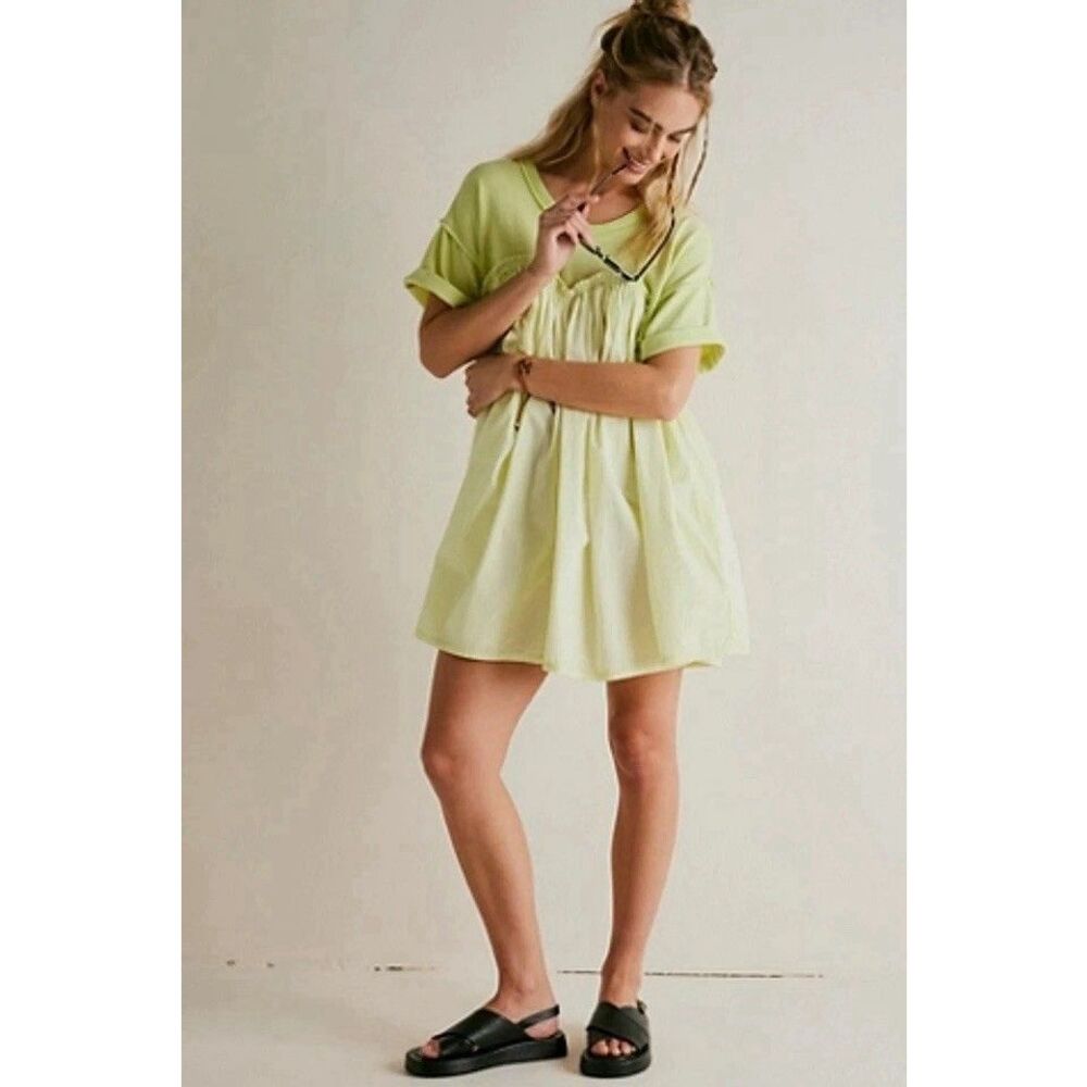 New Free People Catalina Mixed Media Mini Dress Lighting Bolt Sz S